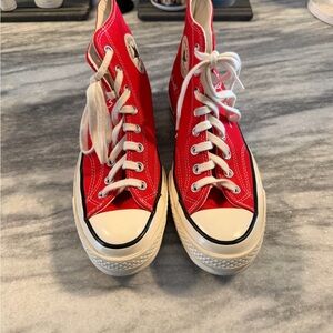 Converse Red and White High Top Canvas Sneakers